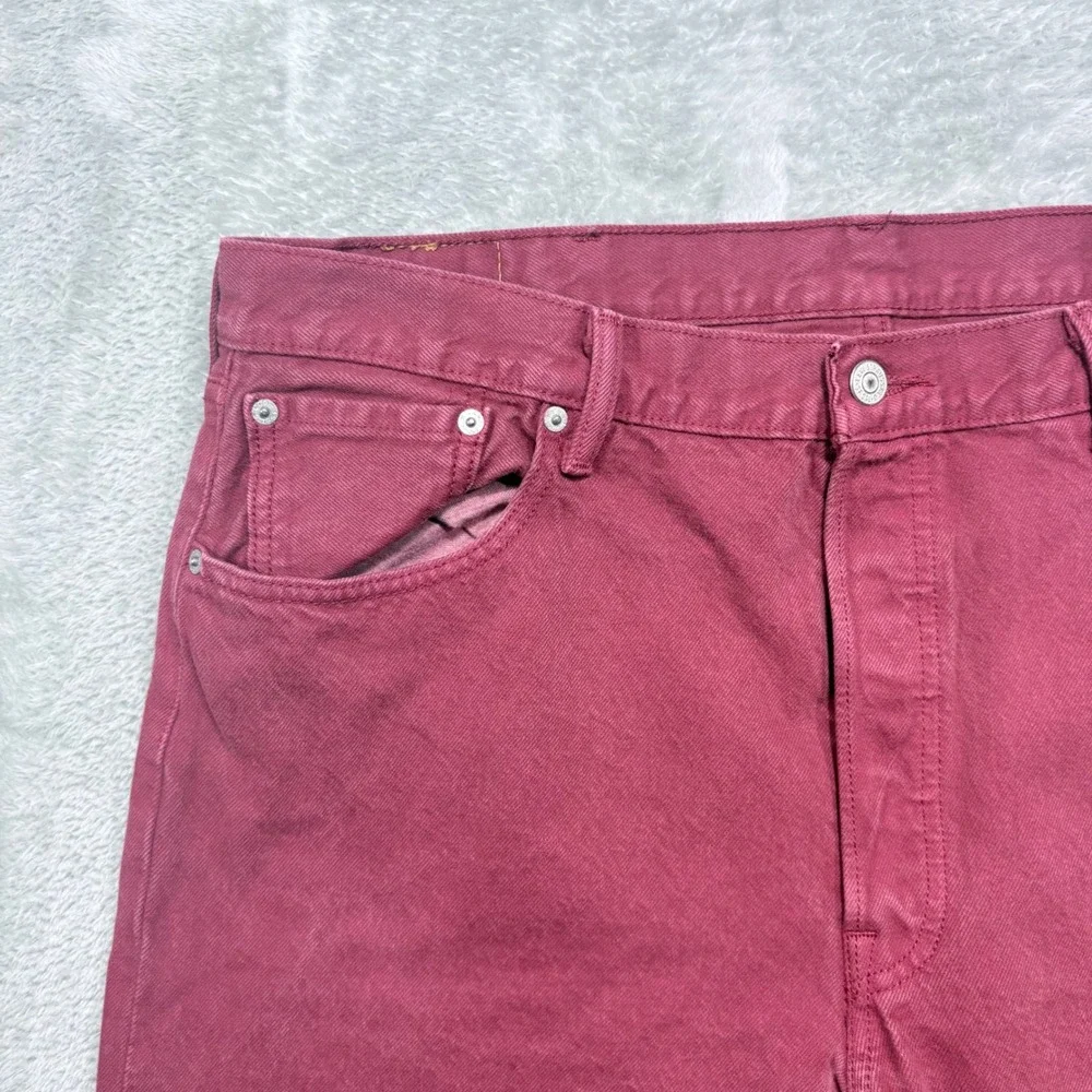 Levi's 501 Original Fit Mens 38x30 Pink Maroon Button Fly Straight Leg Jeans